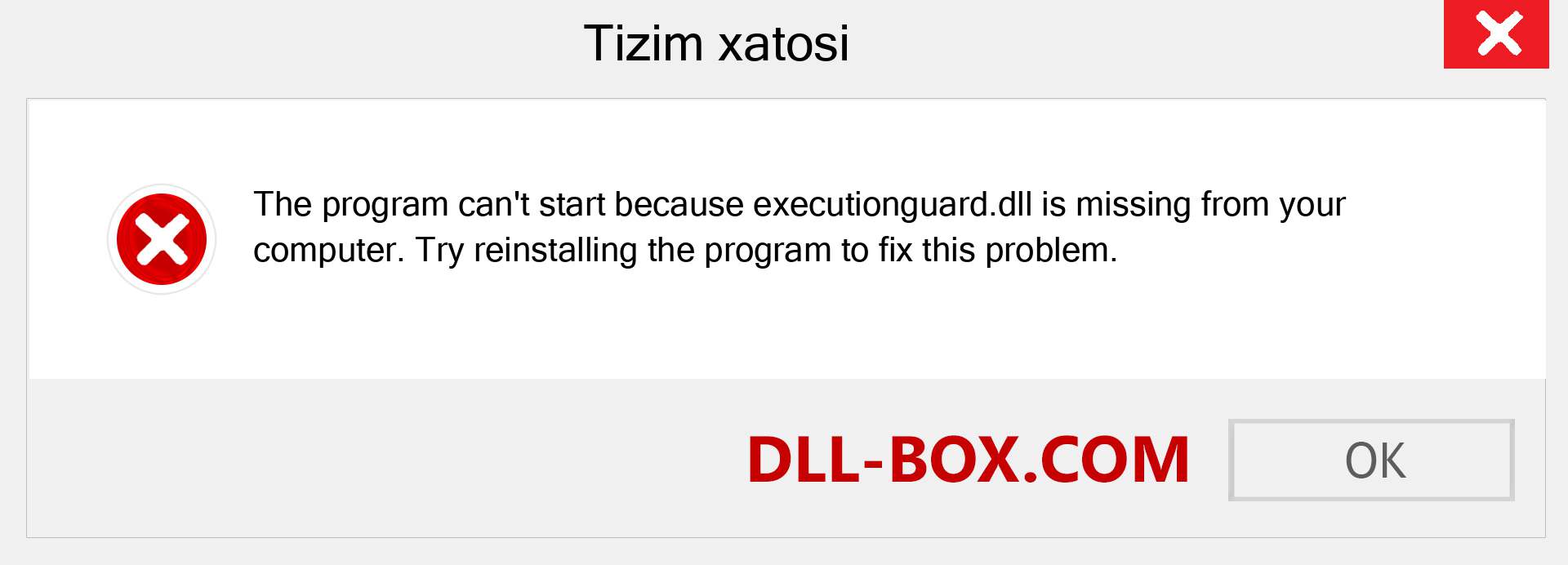 executionguard.dll fayli yo'qolganmi?. Windows 7, 8, 10 uchun yuklab olish - Windowsda executionguard dll etishmayotgan xatoni tuzating, rasmlar, rasmlar